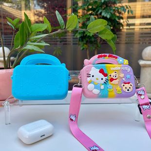 Square Cartoon Silicone Coin Purse Fashion Children's Casual Handbag Items Storage Crossbody Bag Decompression Toy