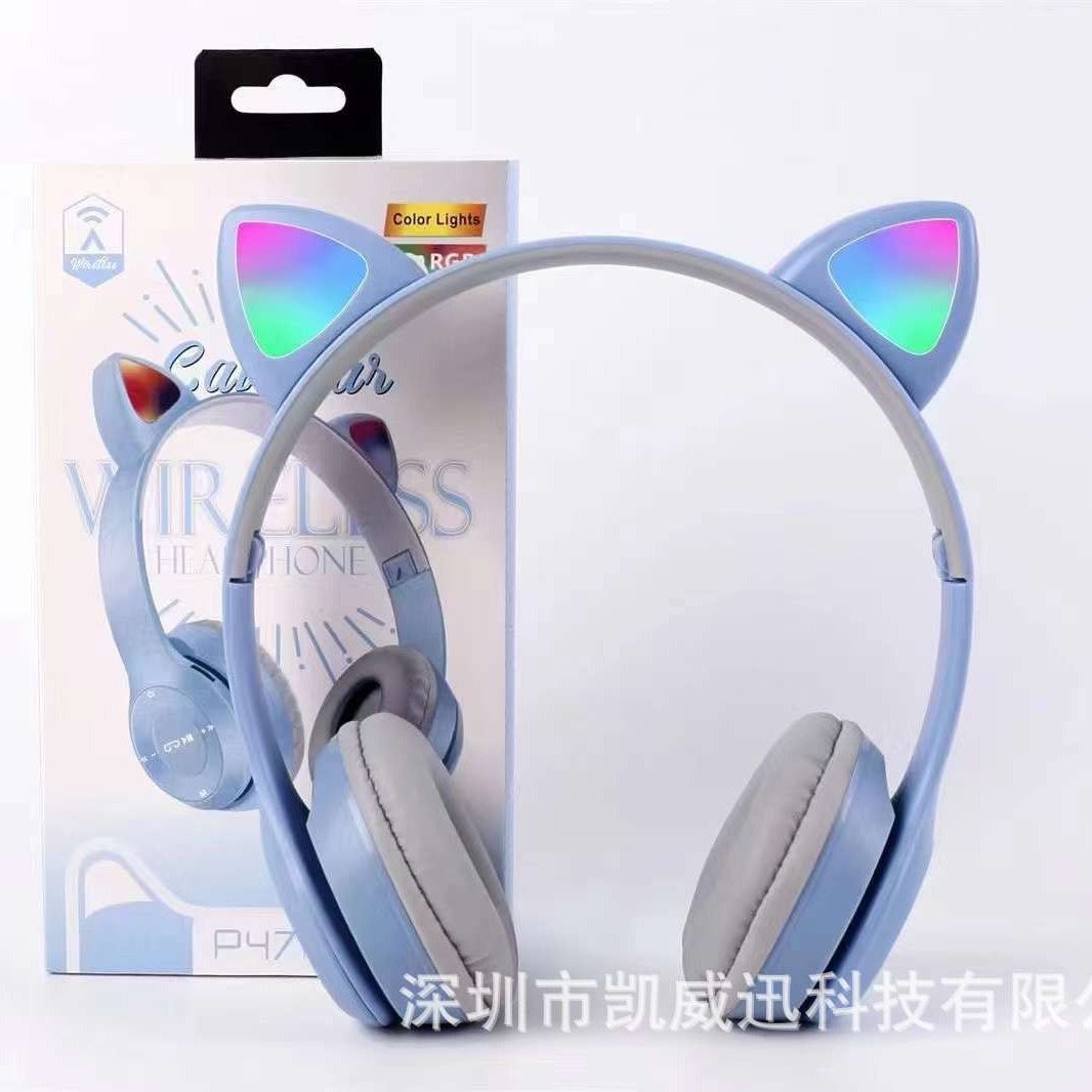 P47M orejas de gato montadas en la cabeza AliExpress nuevo auricular Bluetooth serie de ventas directas de fábrica auricular inalámbrico