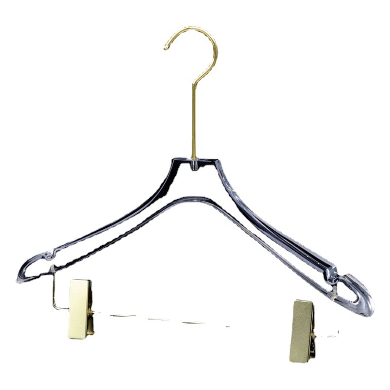 Tienda de ropa especial ropa de mujer traje de suspensión acrílico transparente plástico integrado cristal ropa percha pantalones clip al por mayor