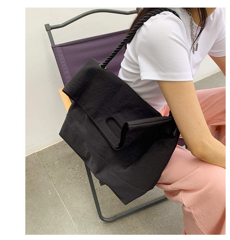 Casual bag women's trendy Oxford fabric large capacity single shoulder large bag wide shoulder strap simple woven tote bag_voghion.com