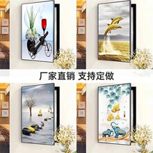 电表箱子挂画电表箱遮挡新中式配电箱弱电箱饰画竖款侧开免打孔热