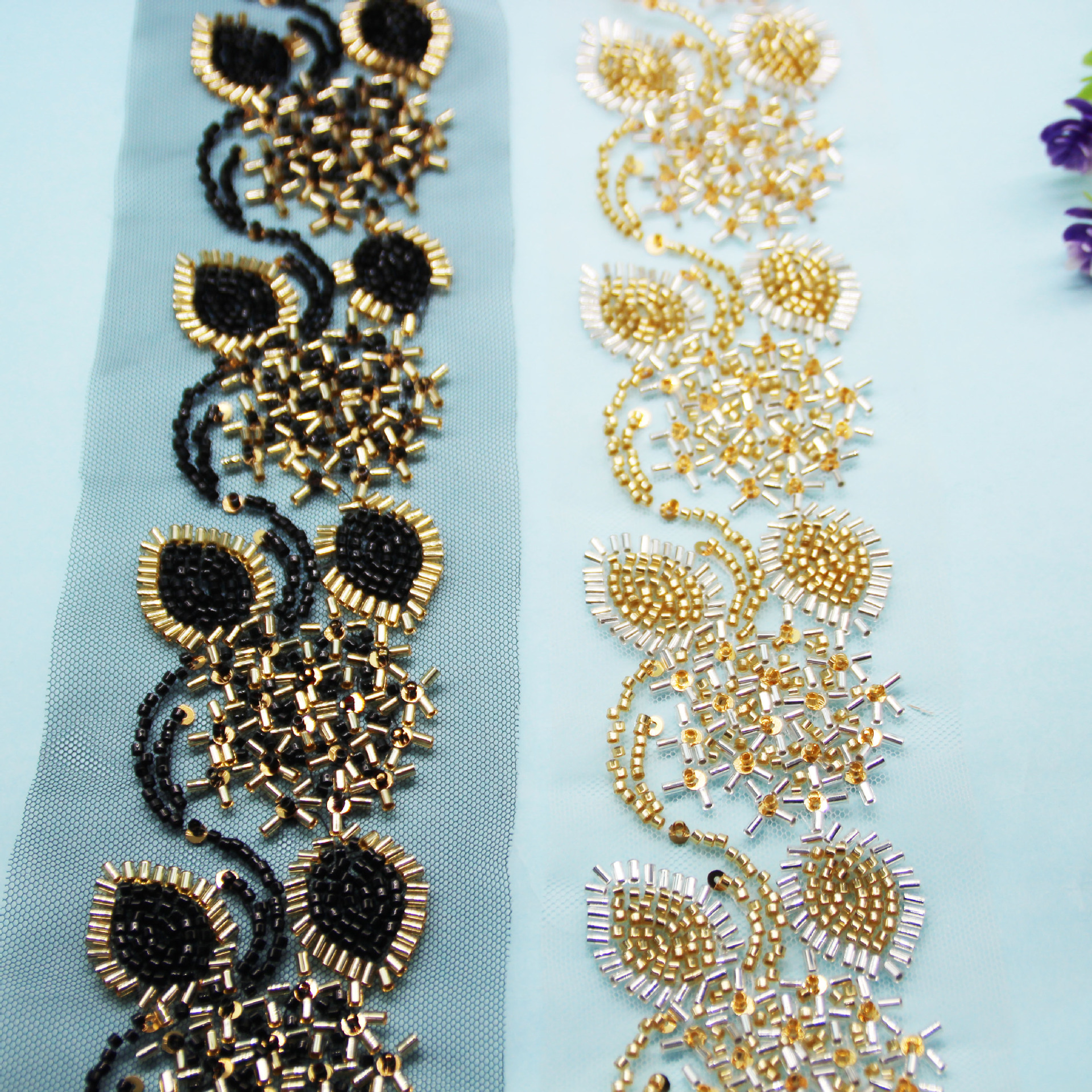 现货批发玻璃珠钉珠蕾丝花边米珠珠绣织带配饰饰品配件服装辅料