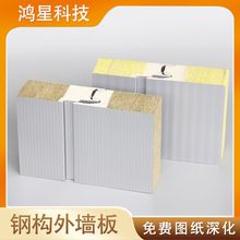 工业厂房聚氨酯侧封岩棉夹芯板钢结构外墙金属岩棉夹芯板造型美观