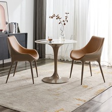 网红北欧设计师圆形岩板洽谈桌椅组合现代简约创意接待休息会客小