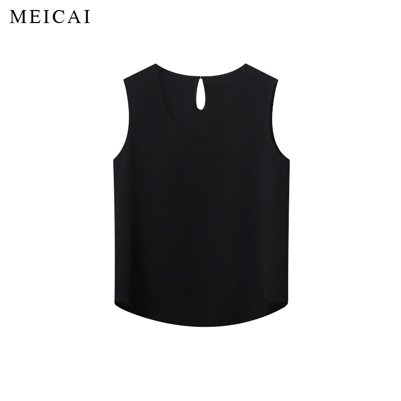 Beautifully tailored, versatile and popular, Japanese imported triacetate vertical stripe textured black sleeveless tank top