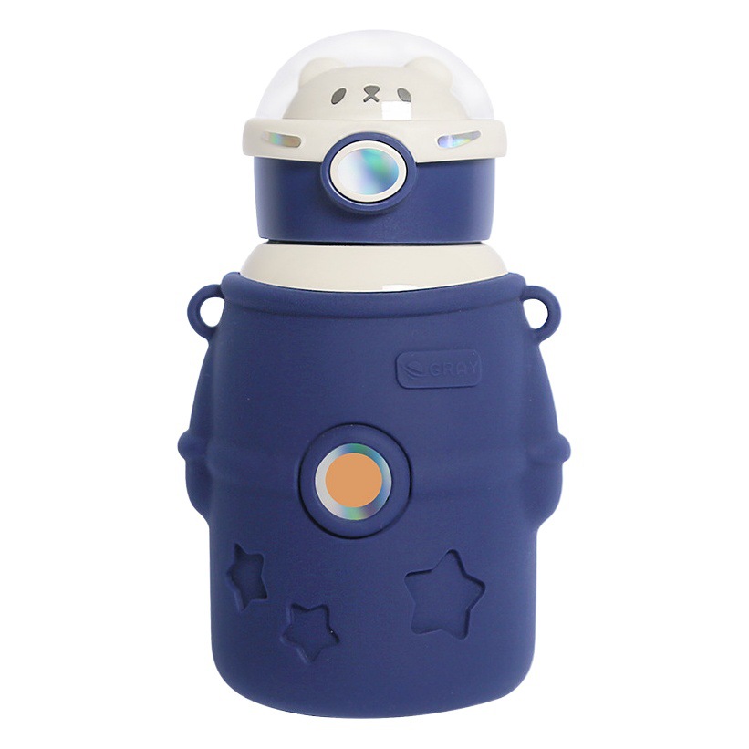 Pequeño diario de té astronauta taza de vacío 304 acero inoxidable resistente a la caída de los niños gran vientre taza de paja portátil taza de agua al por mayor
