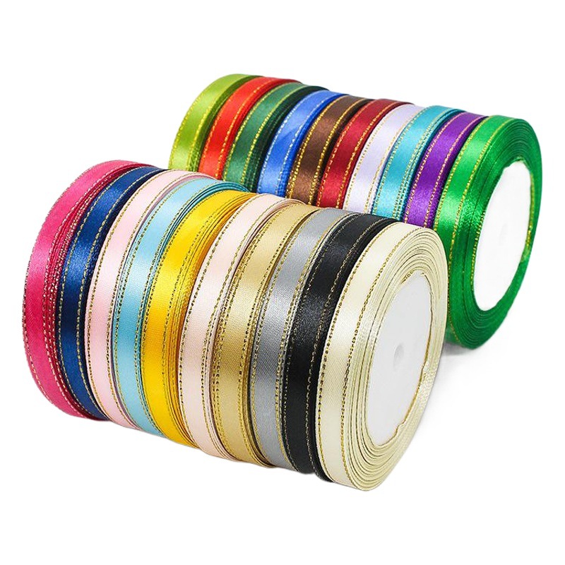 Fábrica al por mayor 1cm borde dorado cinta caja de regalo embalaje cinta headwear accesorios Ropa Accesorios cinta en stock