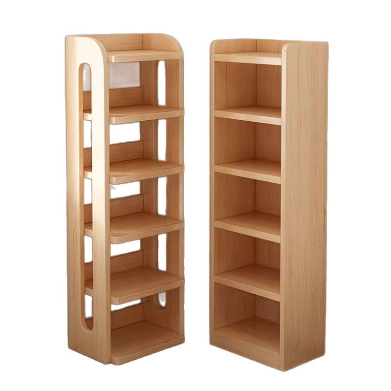 Estante de madera sólida estante de piso integrado contra la pared escritorio almacenar armario de esquina casero simple de hendidura librería