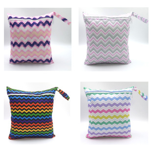 Corrugated Series Baby Printed Single Zipper Diaper Bag Mummy Bag Washable Mummy Bag Economical Small Wholesale