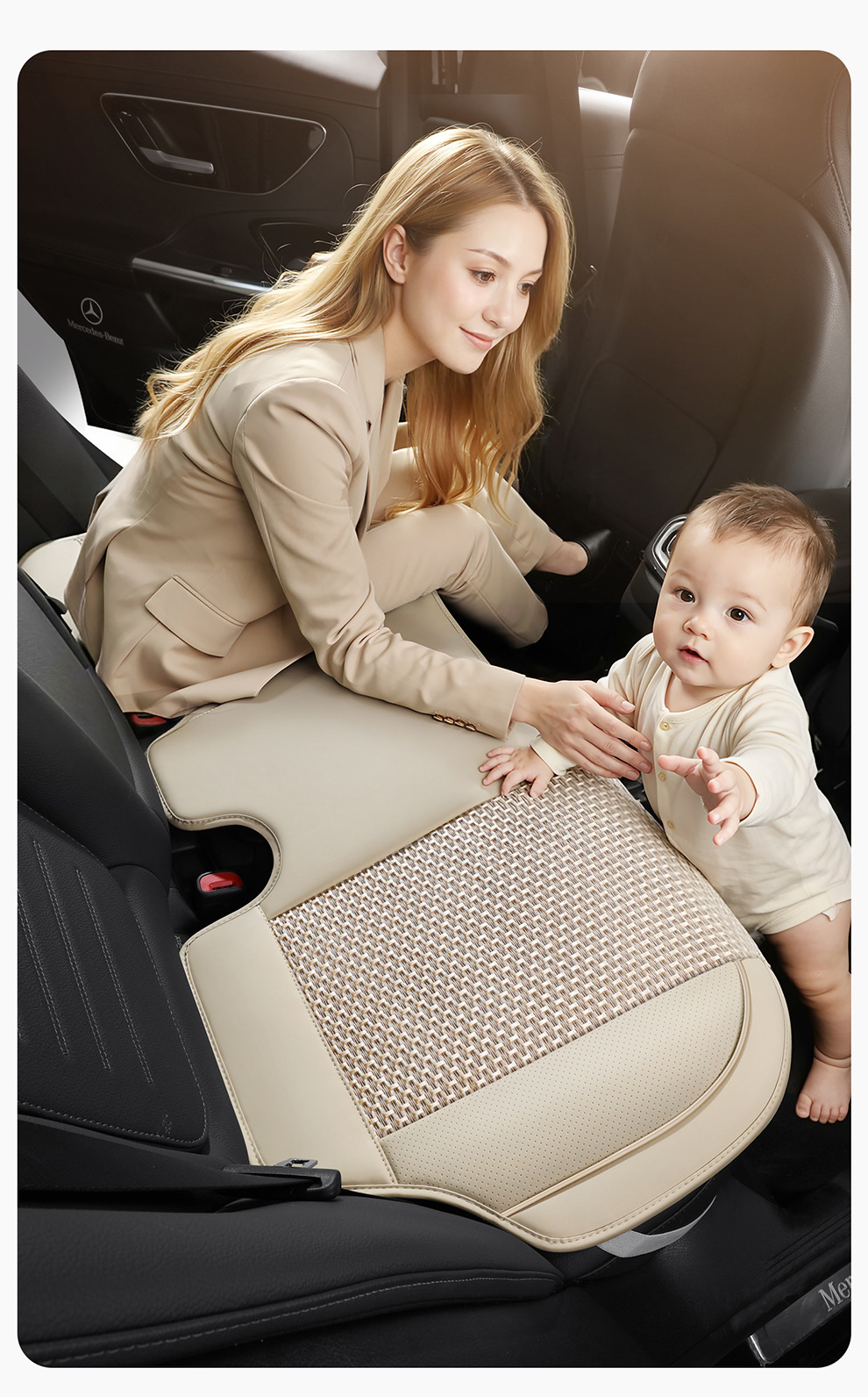 Factory Direct Sales Breathable Leather and Ice Silk Combination Three-Dimensional Comfortable Soft Universal Car Seat Cover for All Seasons, Durable and Stain-Resistant