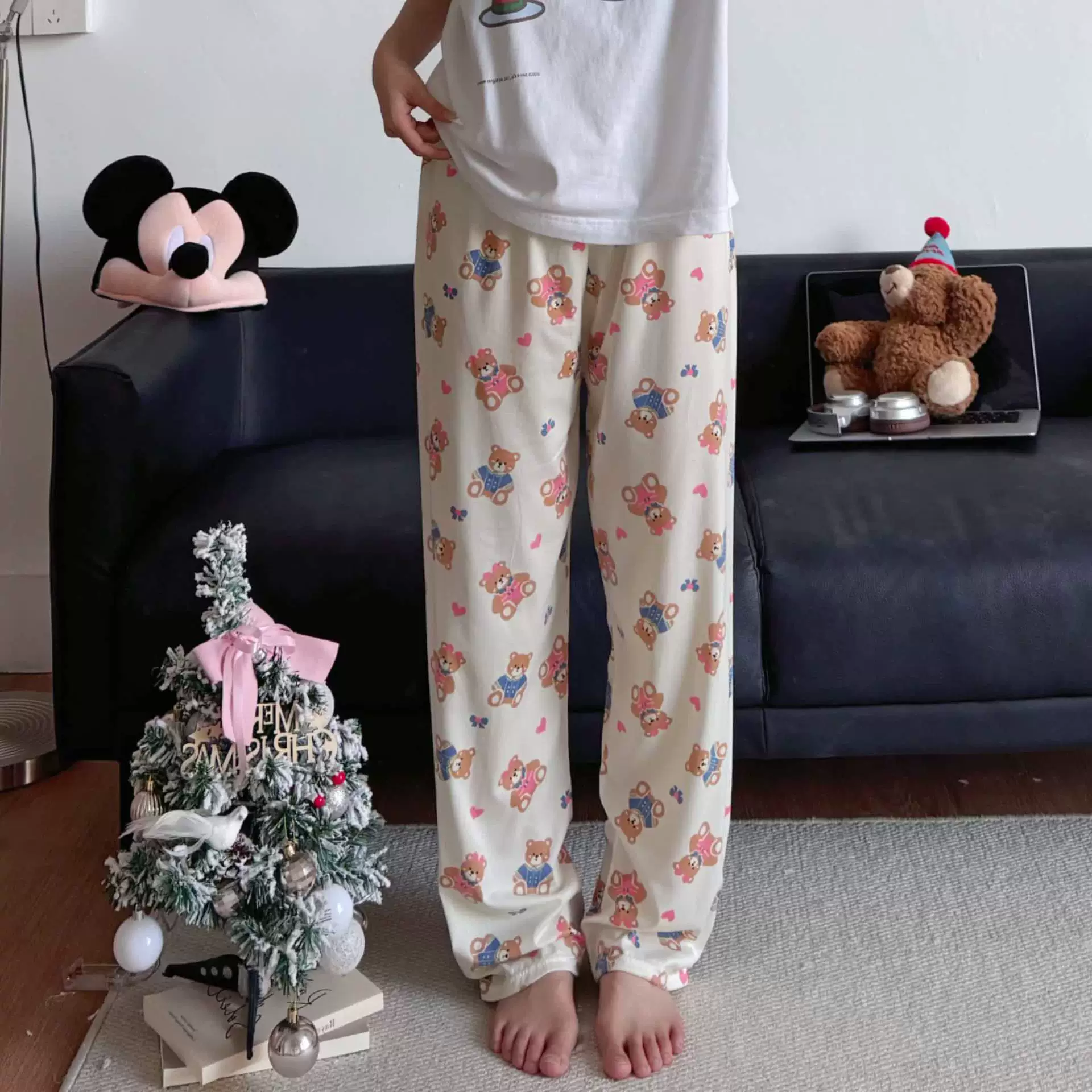 Hello Kitty, мультяшные осенние штаны, оверсайз, высокая талия, свободный прямой крой