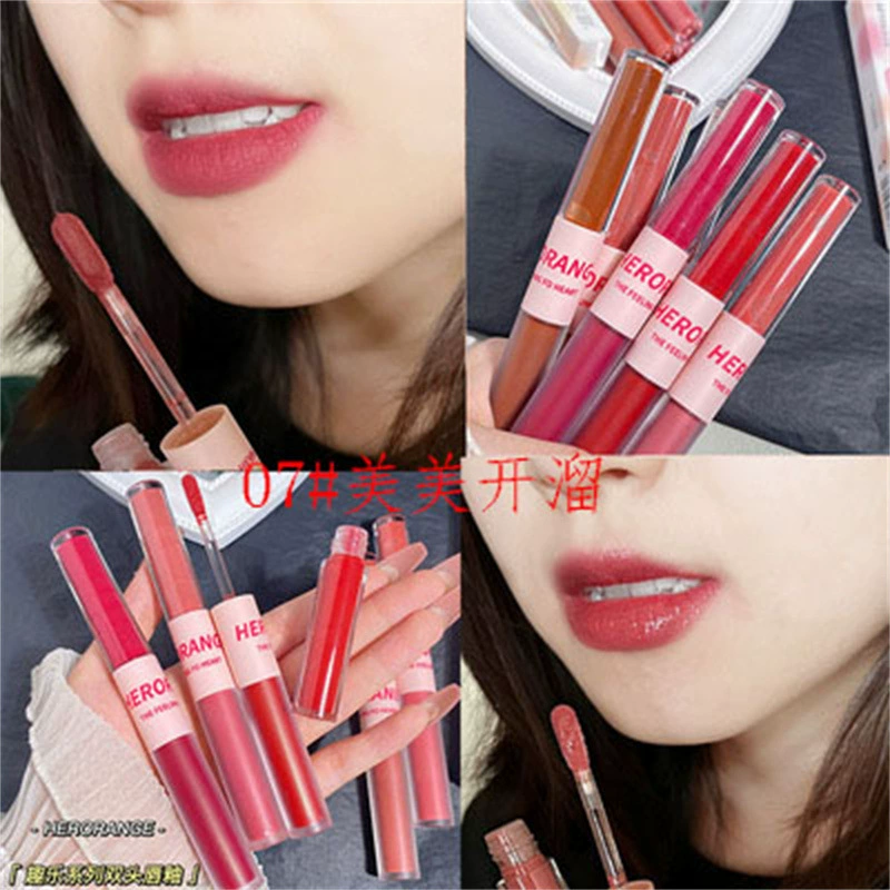 Double-sided lip gloss, waterproof lipstick, 2 in 1, mirror effect, intense hydration, does not fade