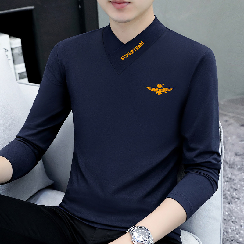 로얄 블루 CV154 스타일 경사 V넥