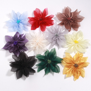 12cm New Water Light Sense Gauze Flower Summer Handmade DIY All-match Skirt Garment Accessories Headwear Headflower