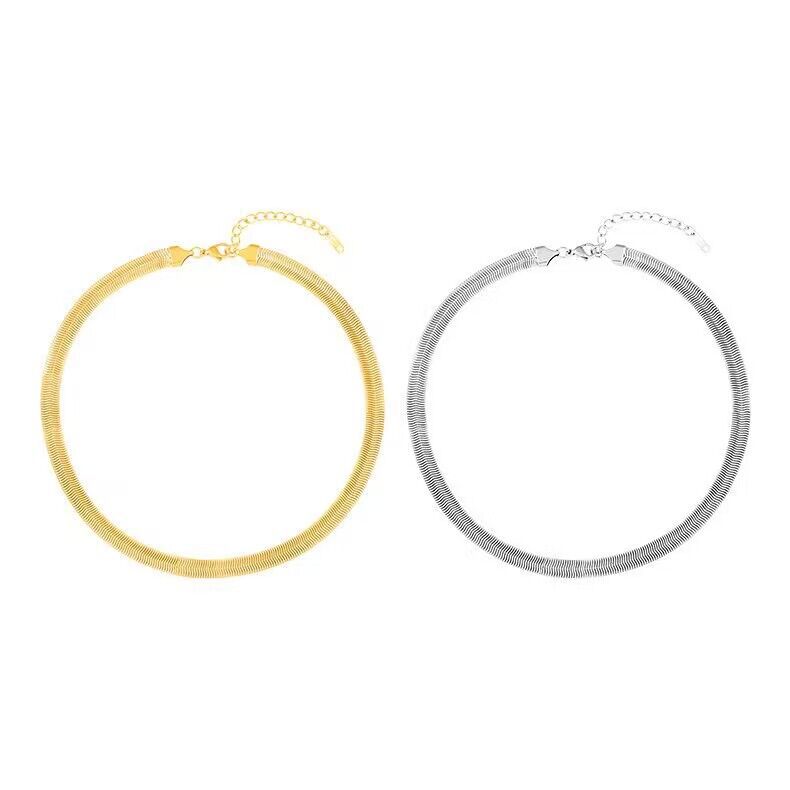 Vintage slangenketting collier voor dames van titaniumstaal_voghion.com