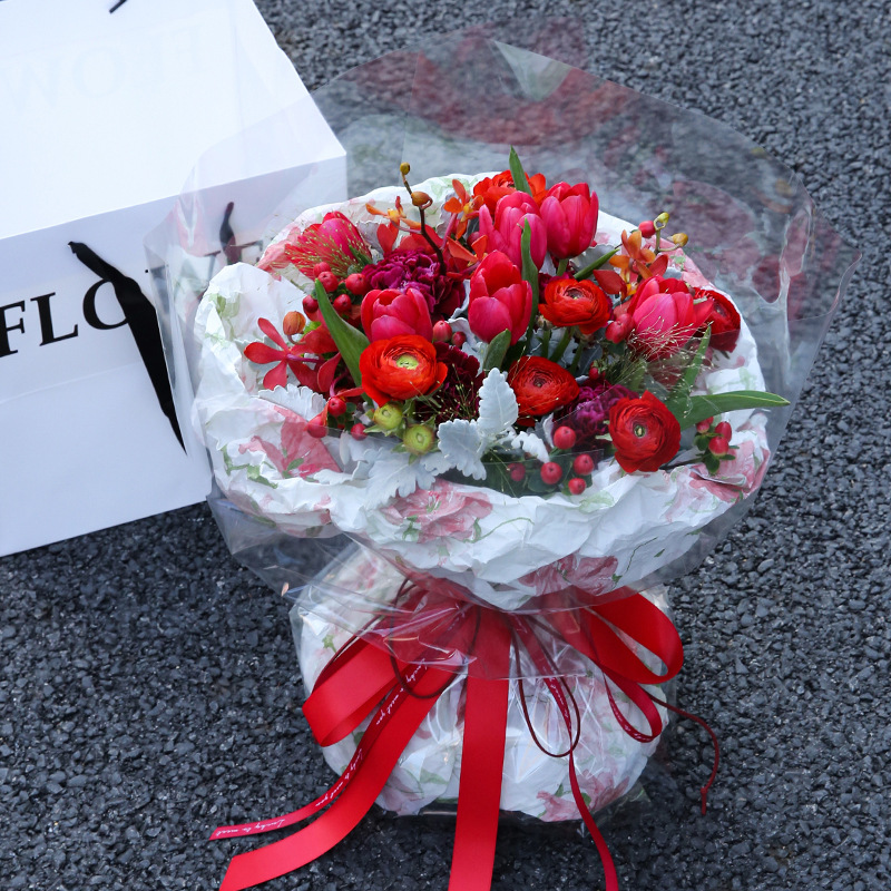 Nuevo papel de cereza azul Sydney flores ramo de flores papel de embalaje de flores hecha a mano diy regalo material floral al por mayor