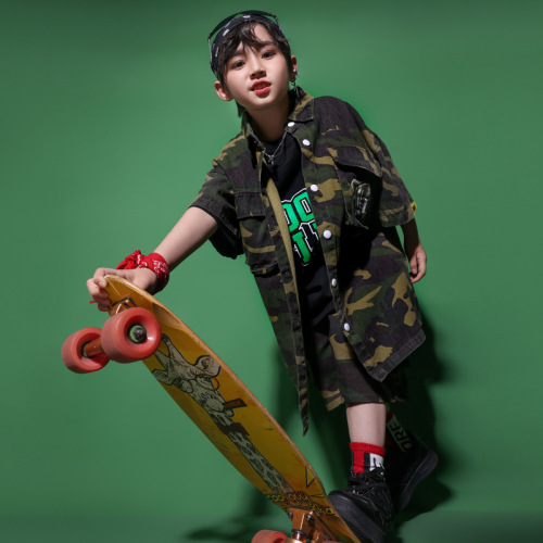 Girl's Jazz Dance Costume Cool Japanese Street Dance Performance Suit Set Children's Hip-Hop Hiphop Fashion Show Stage Trendy