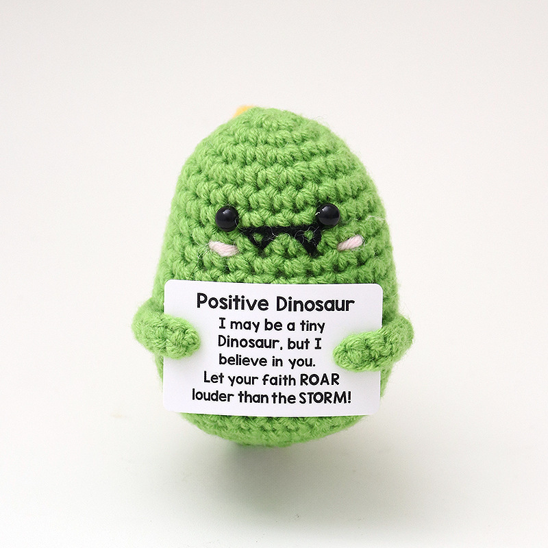 Cross-Border Foreign Trade Custom Handmade Knitted Yarn Positive Energy Dinosaur Funny Expression Pack Cute Positive Energy Doll Pendant Cross-Border Foreign Trade Custom Handmade Knitted Yarn Positive Energy Dinosaur Funny Expression Pack Cute Positive Energy Doll Pendant