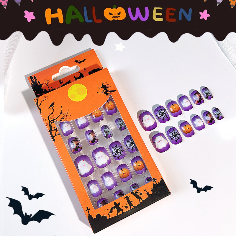 Manicure transfronterizo, Halloween, uñas para niños, productos terminados, uñas, uñas falsas, parches de uñas