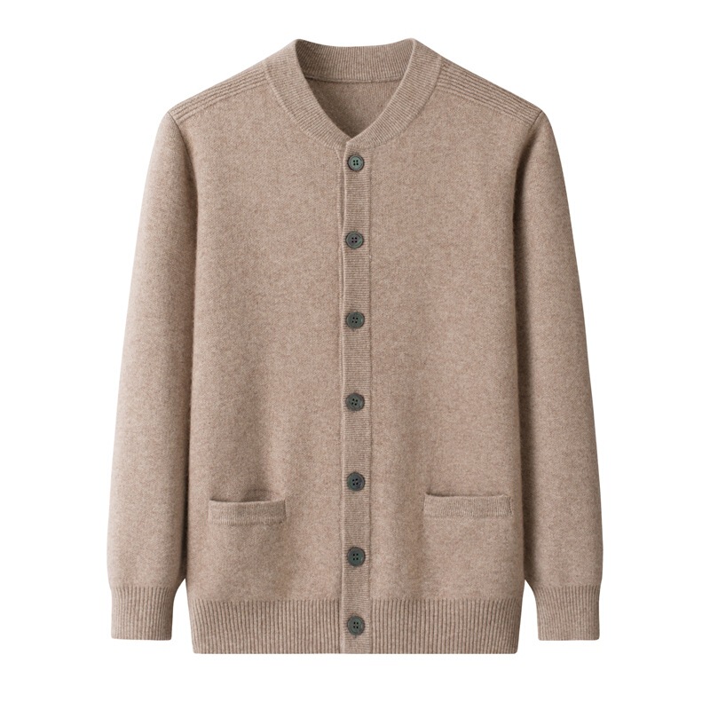 2025 Autumn and Winter Thickened Sweater Casual Round Neck Sweater Large Size Warm Dad Cardigan Jacket Cardigan Sweater for Men