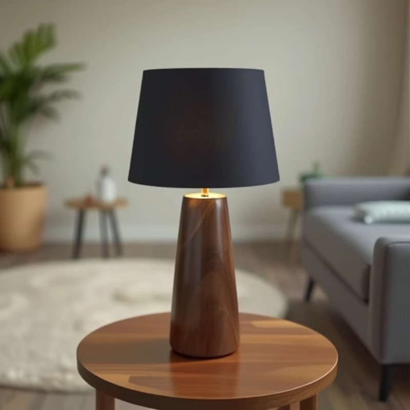 Lámpara de mesa de alta gama retro de madera maciza clásica, lámpara de noche de decoración de dormitorio
