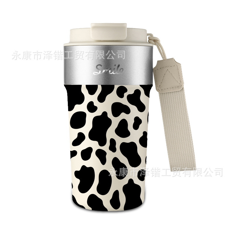 跨境304不锈钢咖啡杯 带提绳便携保温杯高颜值户外车载双饮水杯|undefined