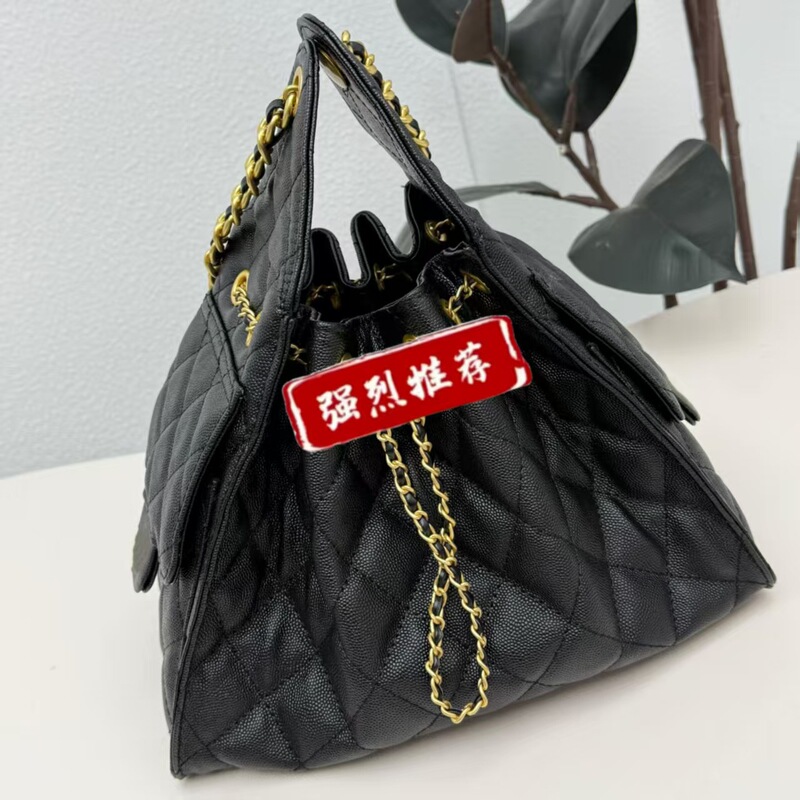 新款抽绳口袋hobo嬉皮包球纹水桶包单肩斜挎包腋下包菱格链条包|undefined