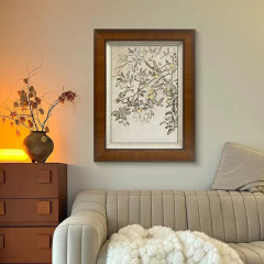 French-style retro dining room wall painting, ancient-style living room decoration, solid wood high-end sense, entryway mural.