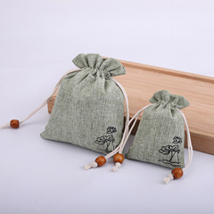 Factory direct supply of linen bundle bags, Wenwan Buddha beads bracelet jewelry packaging bags, lotus linen bags with customized LOGO