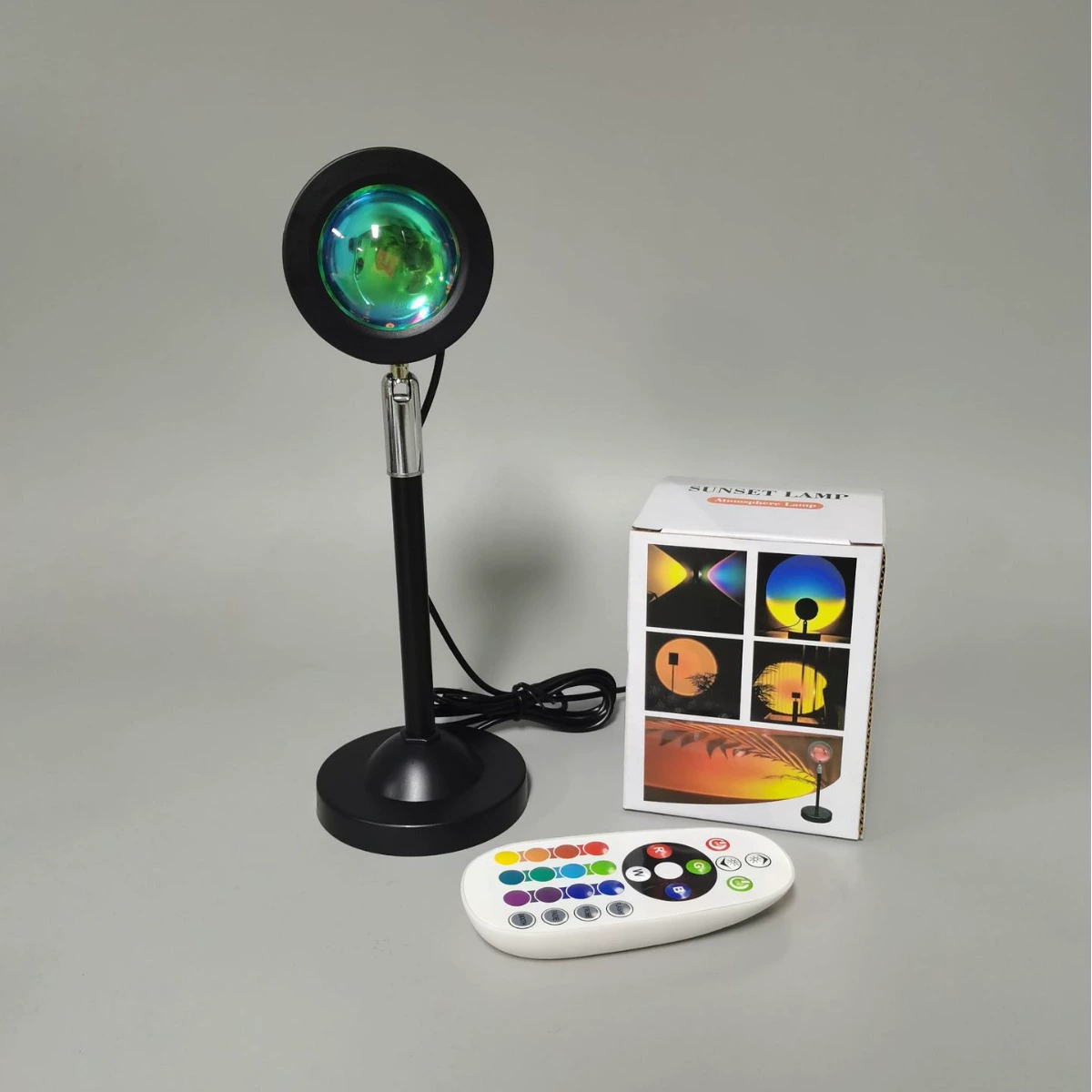 Лампа закатного проектора RGB мини, портативная лампа заката, пульт/16 цветовых режимов, размеры 7.5×7×10 см