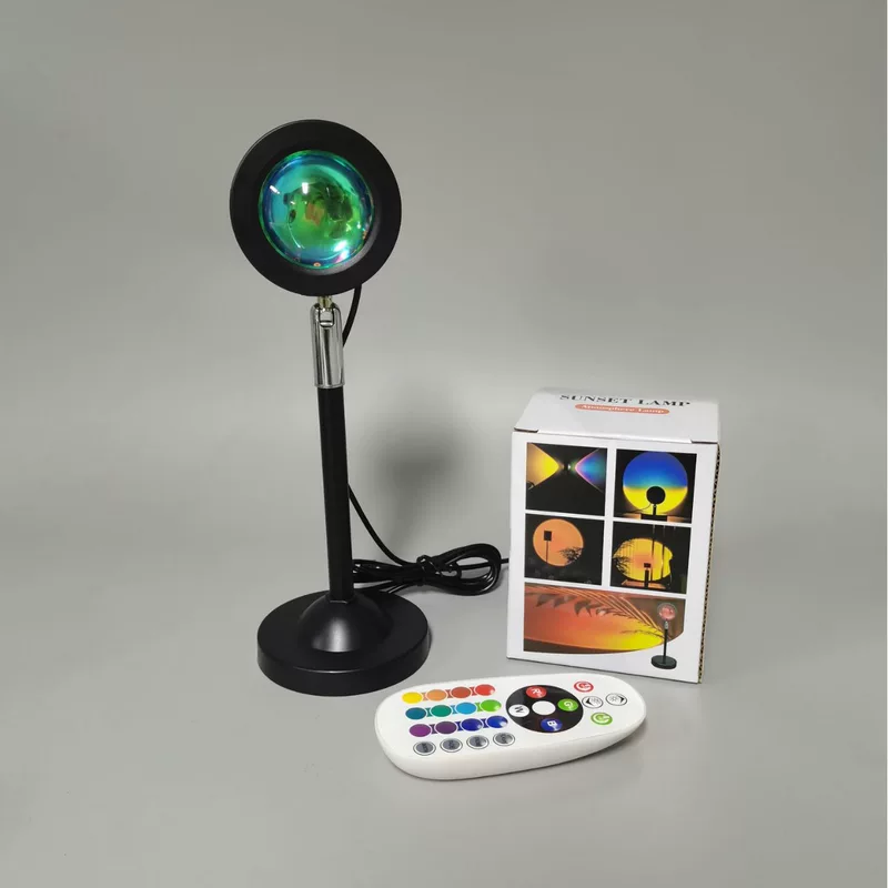 Лампа закатного проектора RGB мини, портативная лампа заката, пульт/16 цветовых режимов, размеры 7.5×7×10 см
