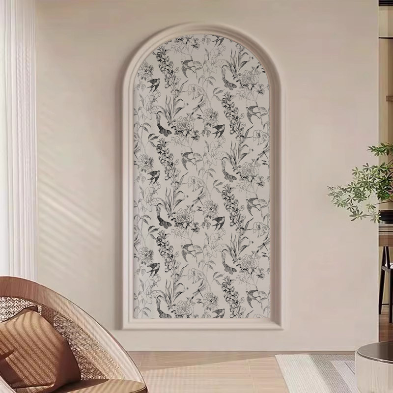 French-Style Wallpaper for Entryway, Arch-Shaped Mural, European-Style Background Wall Decoration, Corridor, Hallway, Bedroom, Living Room Wall Covering