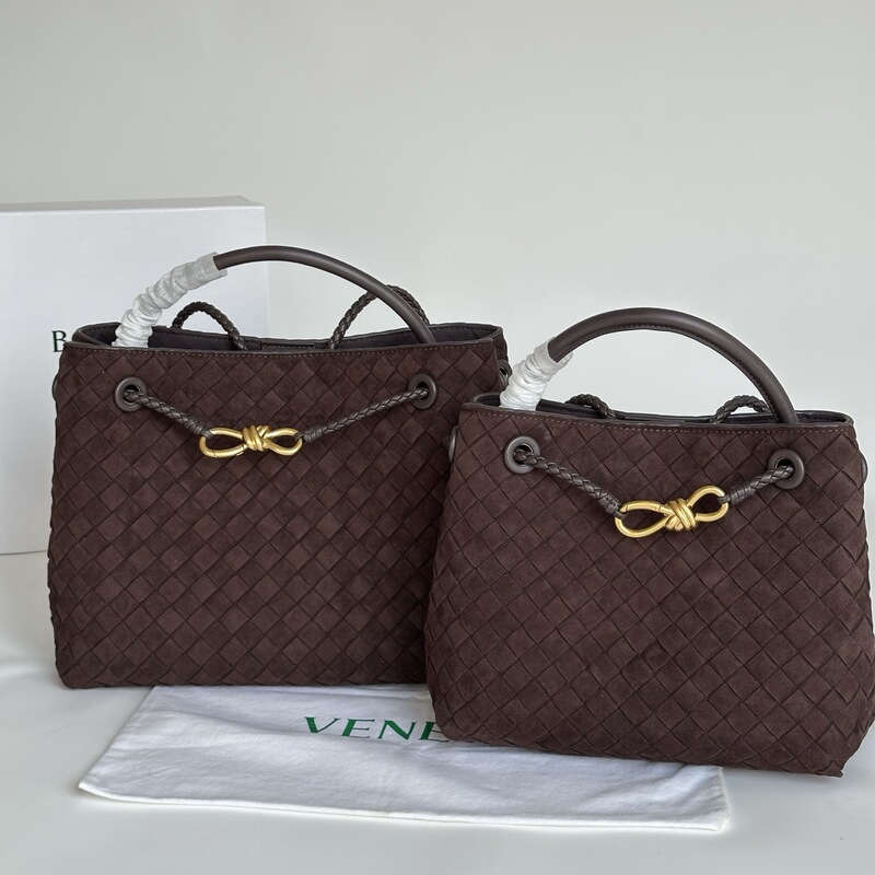 2025 Autumn/Winter New Woven Bv Handbag Andiamo Suede Matte Tote Bag Shoulder Bag