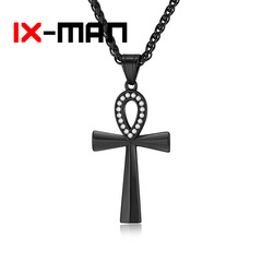 外貿歐美飾品鈦鋼安卡十字架項鍊男士掛墜吊墜個性穿搭首飾代發