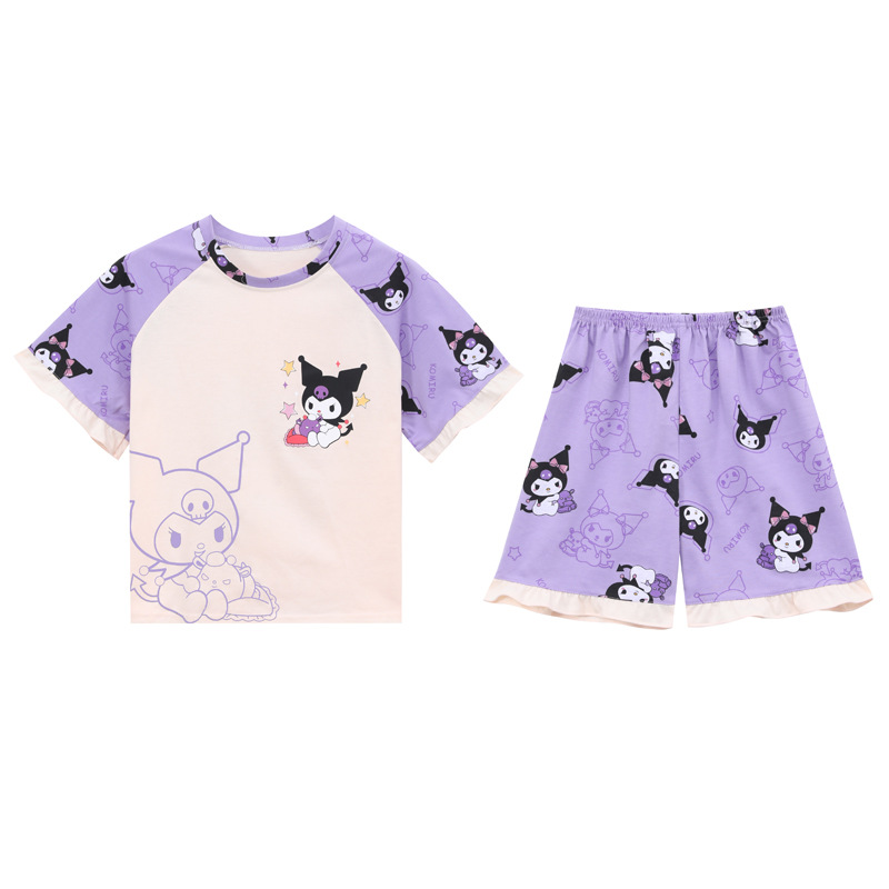 Pijamas infantiles niñas de manga corta verano delgado dibujos animados yu Gui perros niñas de niños mayores set de ropa de bebé