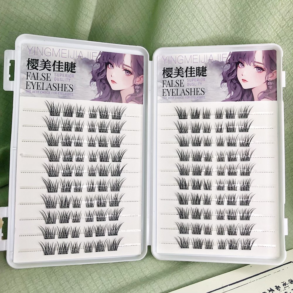 Diez filas de bebés sin pegamento doblados, pestañas voladoras, segmentadas naturales, cabello, gripe, pestañas gruesas, cómics de simulación, ojos grandes