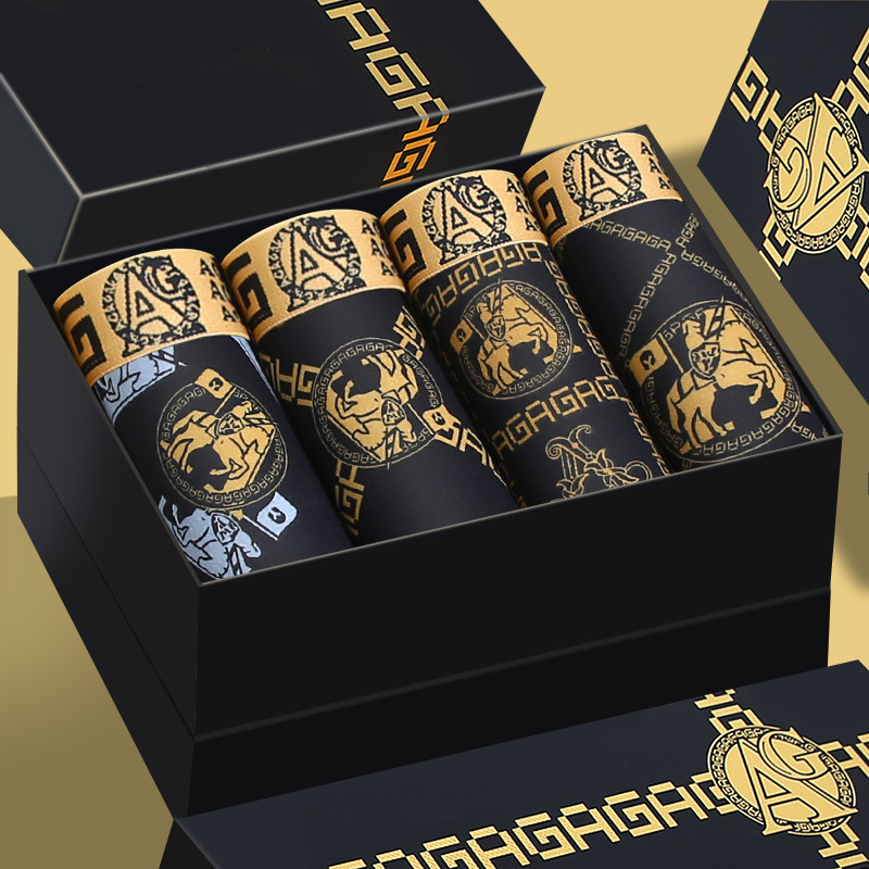 5 Gift Boxes of Trendy Men's Underwear, Fashionable High-End Printed Patterns, Breathable Antibacterial Boxer Shorts, Boxer Briefs