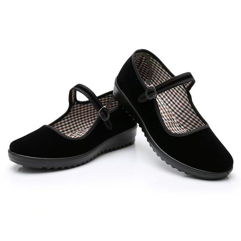 Pure wholesale cloth shoes women's work shoes black thick-soled mother dance shoes hotel kitchen non-slip middle-aged and elderly cloth shoes