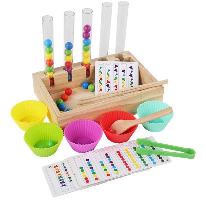 Los niños educativos Montessori educación temprana tubo de ensayo cuentas de color clip música color cognitiva mano-ojo coordinación juguetes al por mayor
