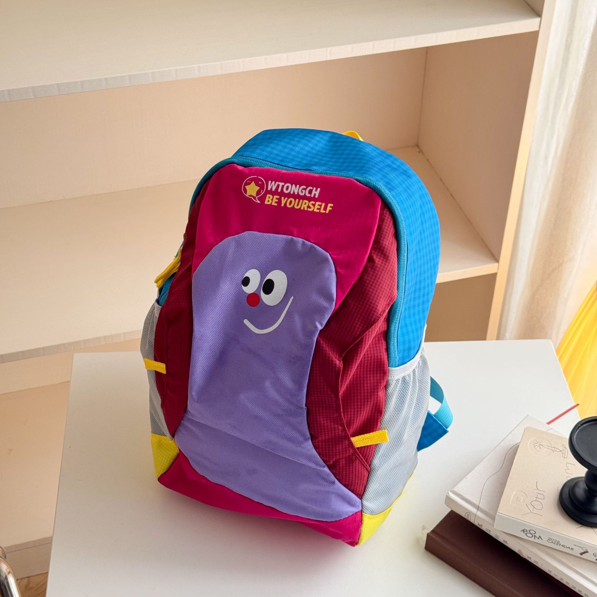 Caricatura encantadora mochila escolar de estilo contraste de color para niños y niñas viajar mochila de viaje de gran capacidad mochila infantil