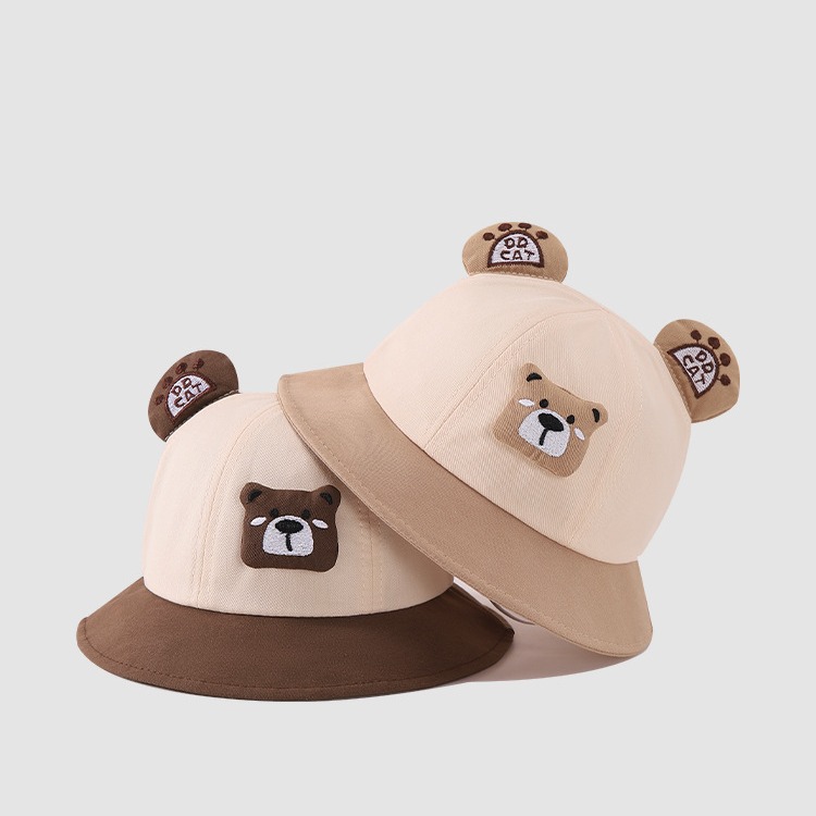 Sombrero de bebé primavera y otoño oso pequeño sombrero de pescador lindo niño niñas sombrero de sol bebé versátil sombrero de sol verano delgado
