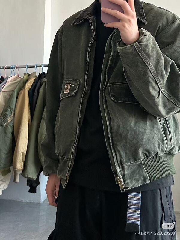 高品质car卡哈中古款J165底特律美式复古工装夹克翻领拉链外套男|undefined
