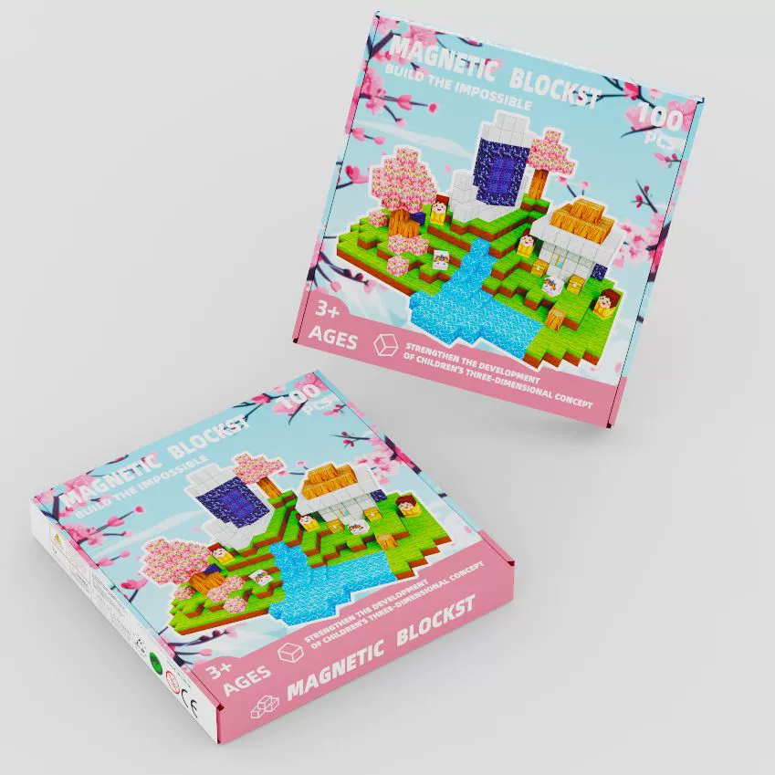 Magnetic construction set 888‑40, 100 pieces, multicoloured plastic decorations, strong magnets