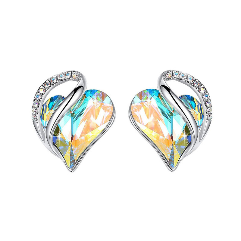 Simple Style Heart Shape Alloy Heart Plating Artificial Gemstones Womenu0027S Ear Studs