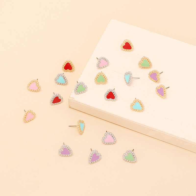 Wholesale Jewelry Color Heart Dripping Earrings Nihaojewelry display picture 6