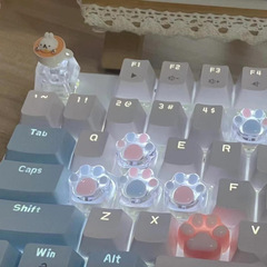 新しいカラフルな半透明猫爪キーキャップ透明かわいいガーリーピンククロス軸樹脂メカニカルキーボードキーキャップ