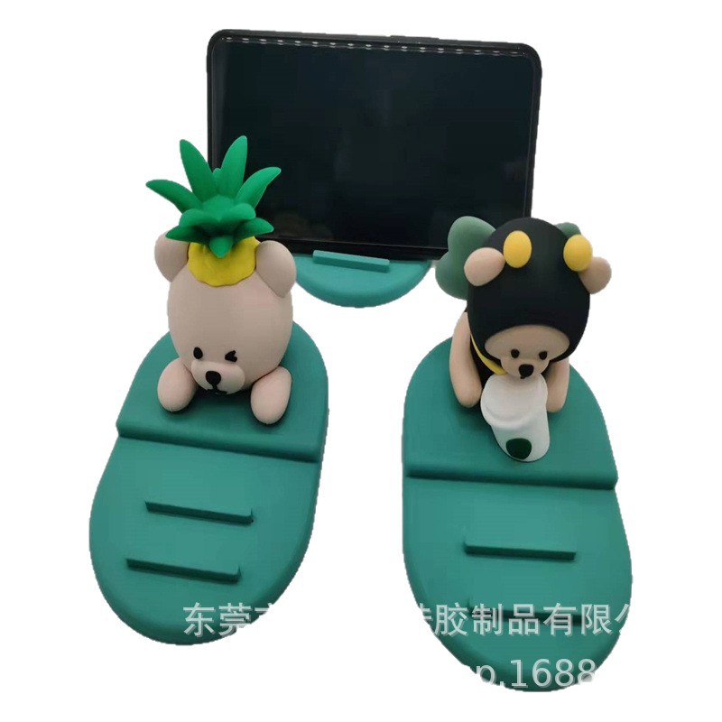 Procesamiento personalizado PVC dibujos animados muñecas animales IP imagen de escritorio soporte de teléfono móvil / caja ciega adornos animados