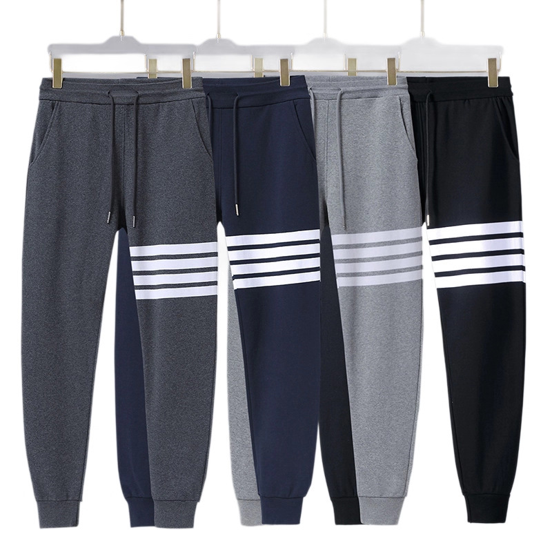 In-Stock Tb Jl Sweatpants Trendy Brand Color-Woven Four-Stripe Long Pants European and American Casual Sports Terry Cotton Slim-Fit Pants