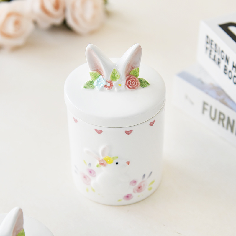 Bainanwell cerámica sellada tarro azúcar tarro creativo de almacenamiento de dulces tarro con tapa decoración merienda té almacenamiento