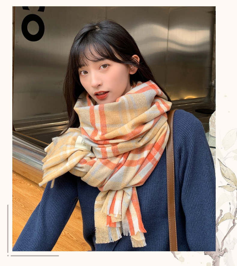 Short Beard Striped Scarf Korean Version Of The Double-sided Fashion Thickening Warm Long Shawl Student Bib display picture 42